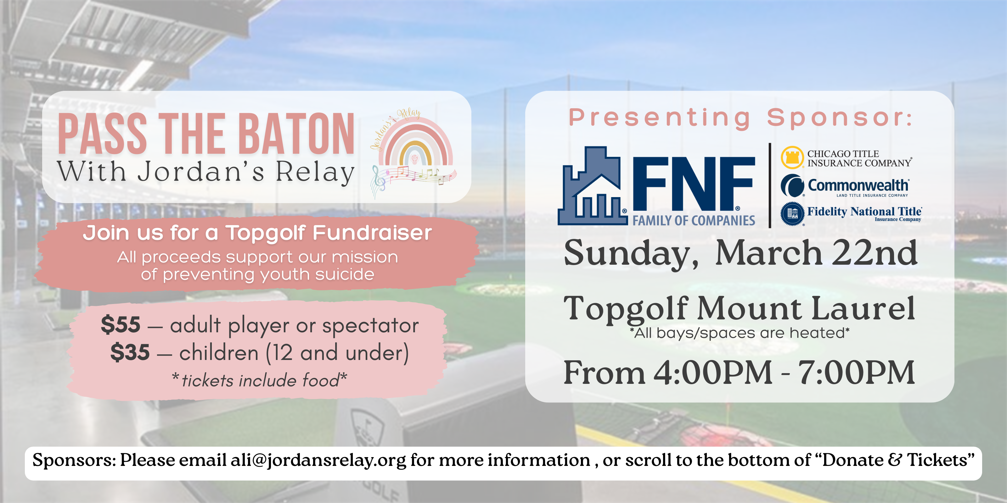 Campaign cover image for Jordan’s Relay Topgolf Fundraiser