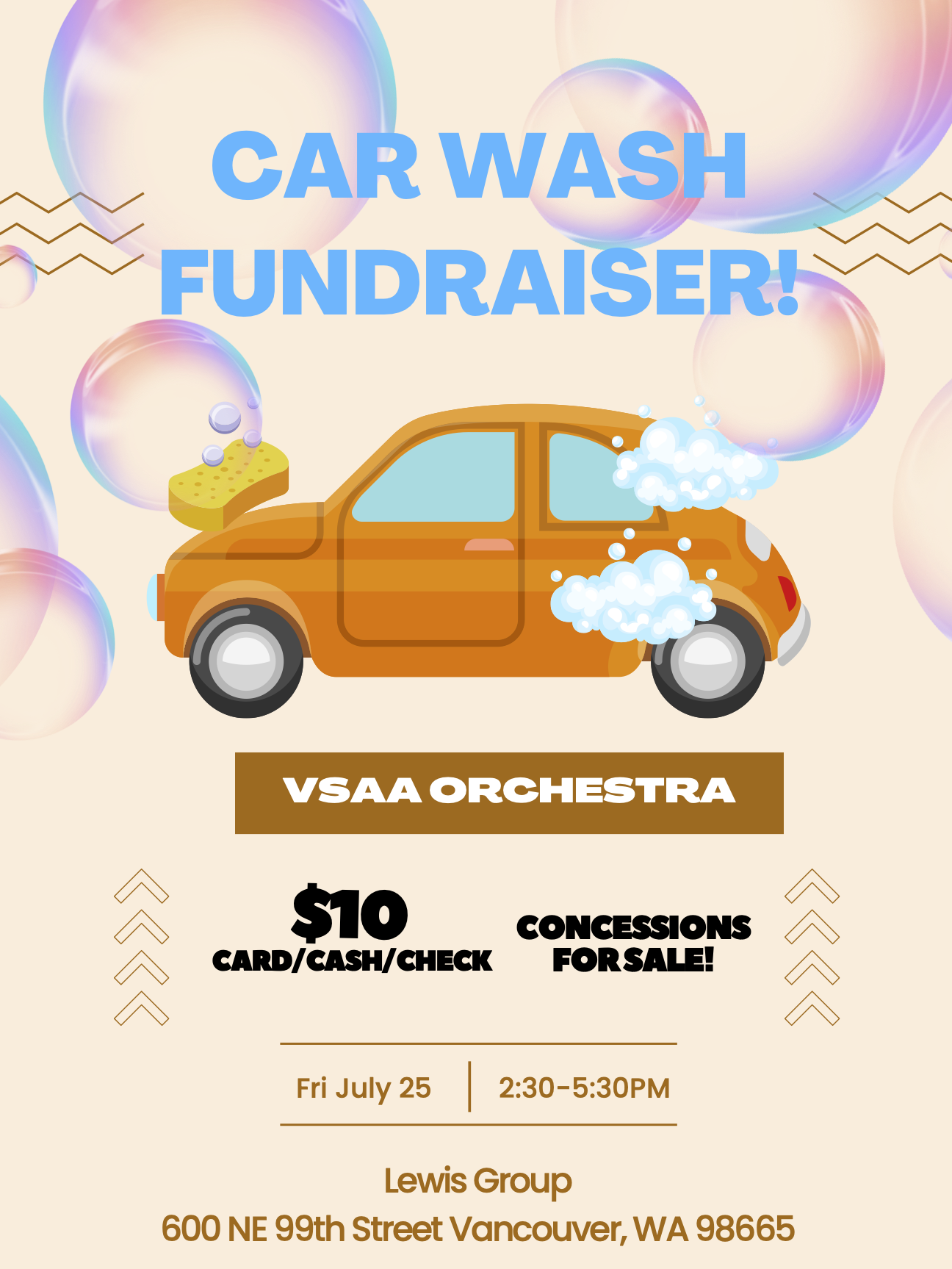 Campaign cover image for VSAA Chamber Orchestra July Car Wash!