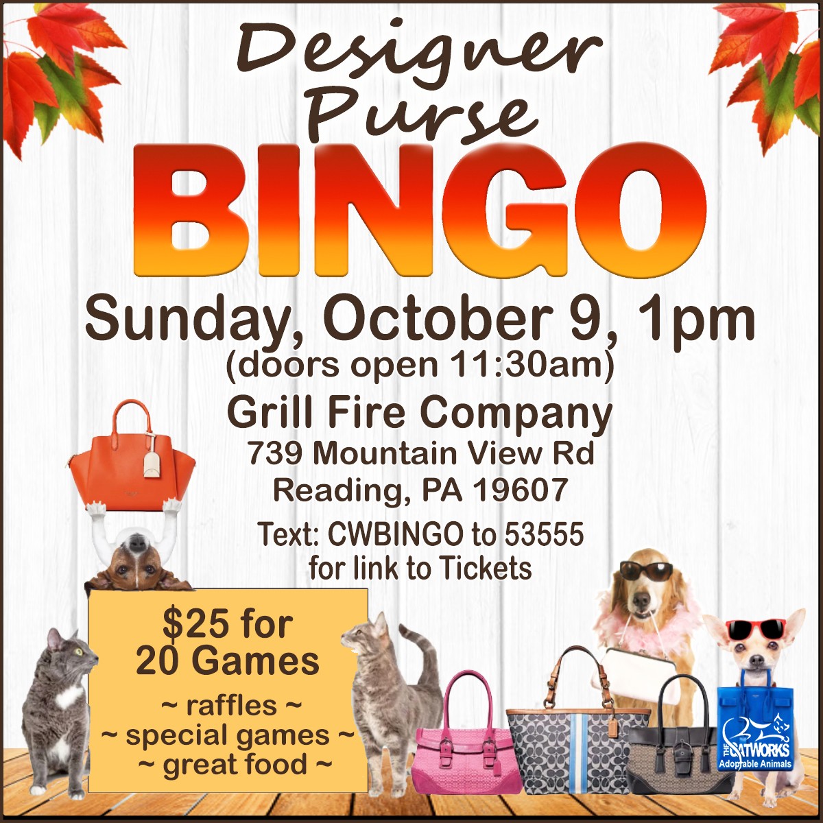 Campaign cover image for Designer Purse Bingo Benefiting The Catworks Inc. - October 9, 2022