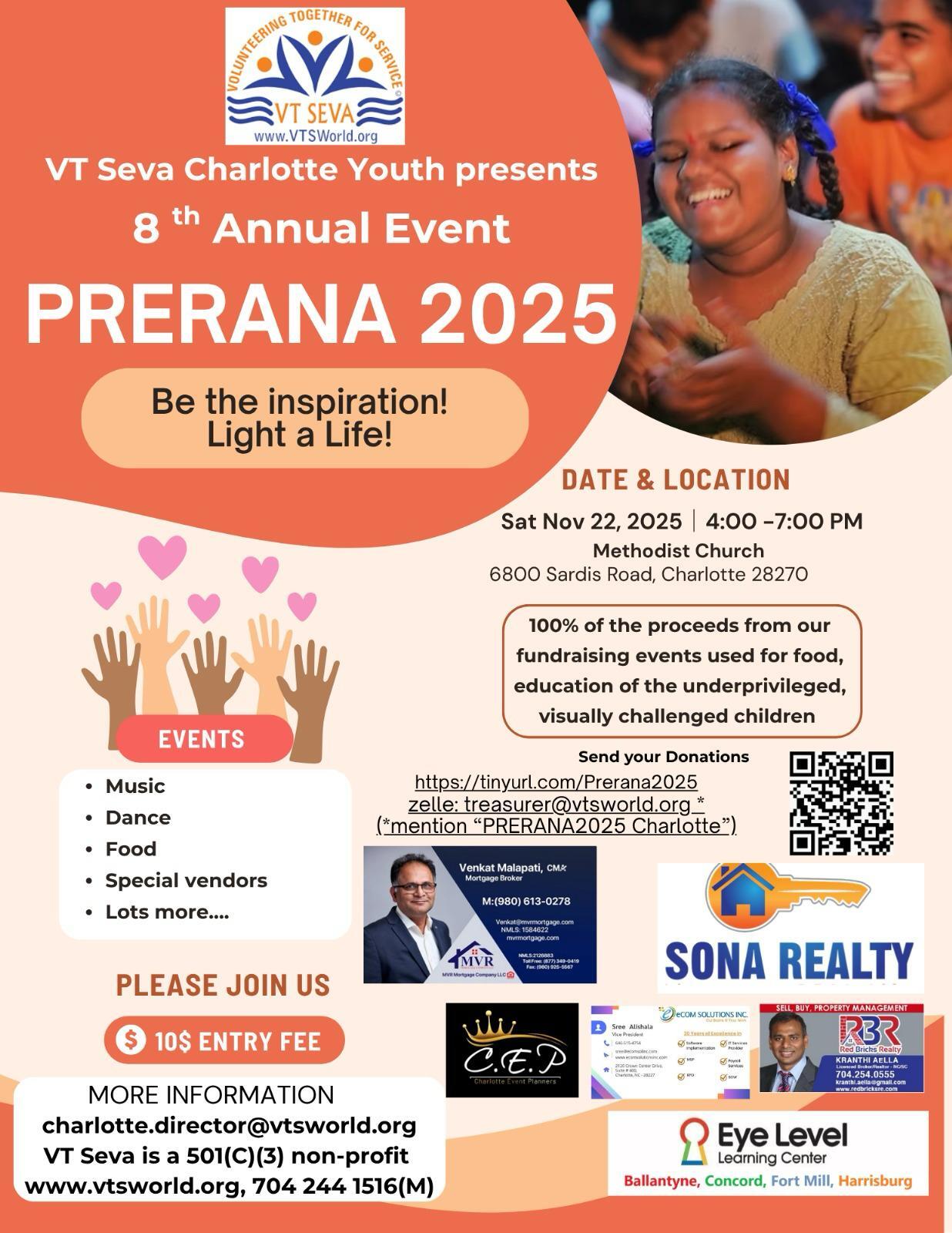 Campaign cover image for VT SEVA Charlotte - PRERANA (2025)