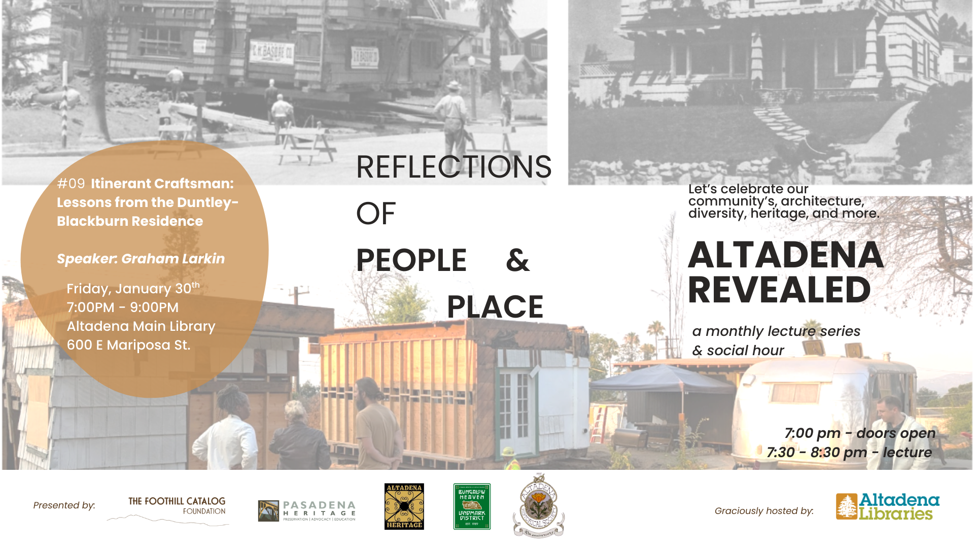 Campaign cover image for Altadena Revealed Lecture Series -  Itinerant Craftsman: Lessons from the Duntley-Blackburn Residence