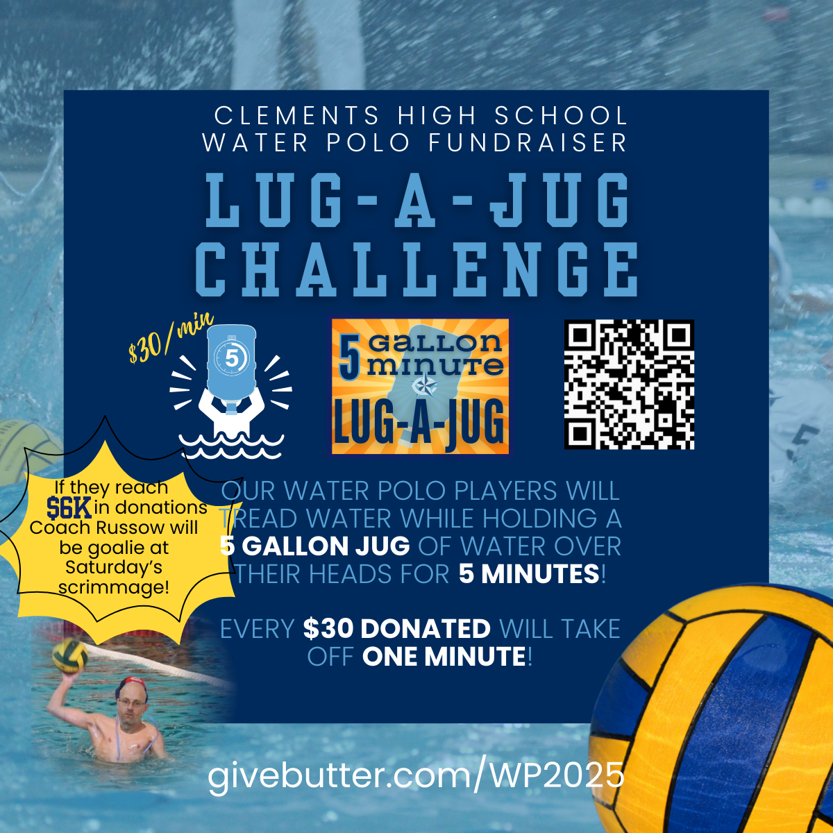 Campaign cover image for Clements Water Polo Lug-a-Jug Fundraiser 2025