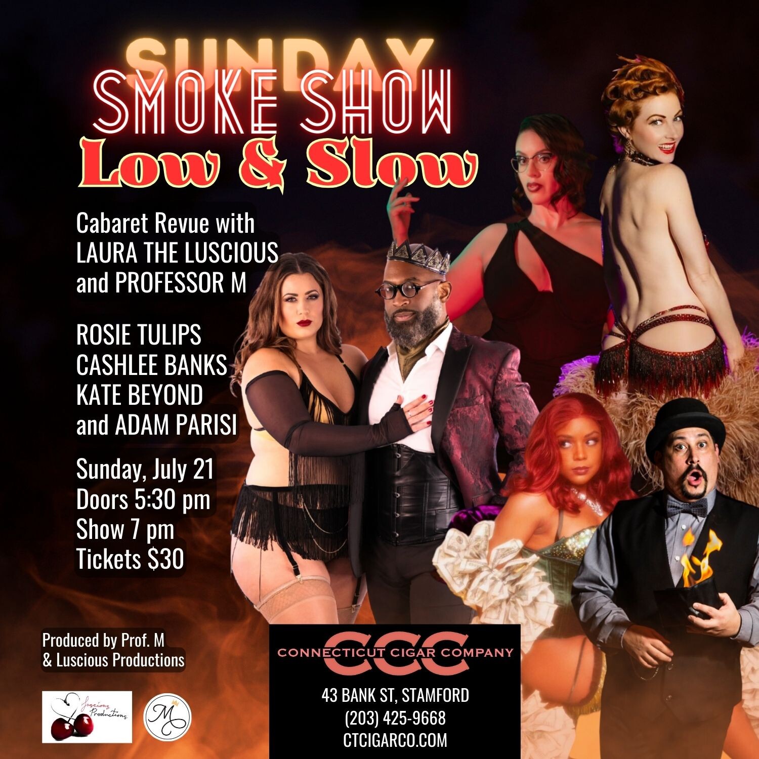 Campaign cover image for Sunday Smoke Show: Low & Slow at Connecticut Cigar Company (July 21, 2024 @ 7 PM)