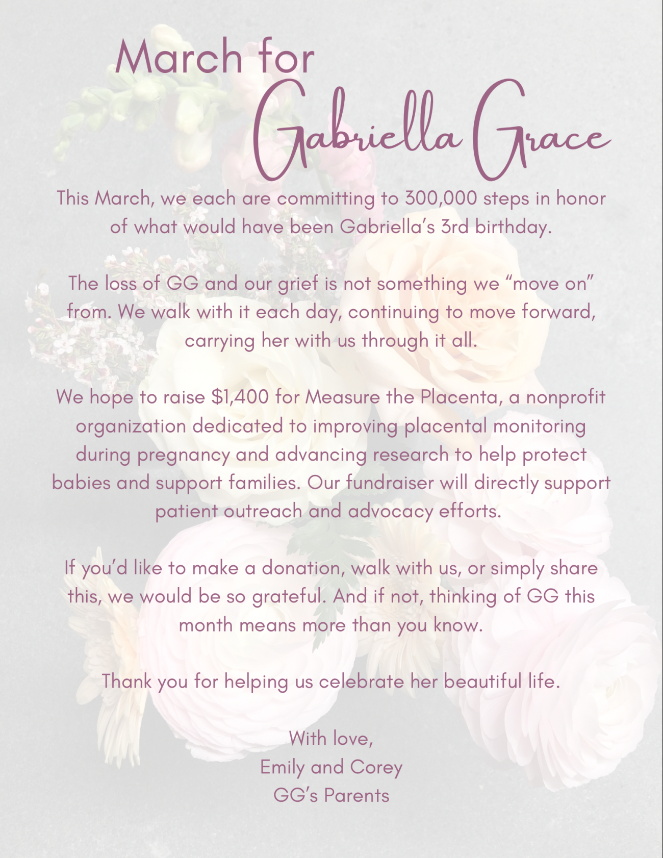 Campaign cover image for March for Gabriella Grace