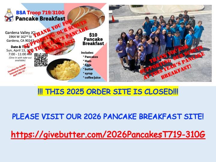 Campaign cover image for 2025 Scouts BSA Troop 719/310G Pancake Breakfast!