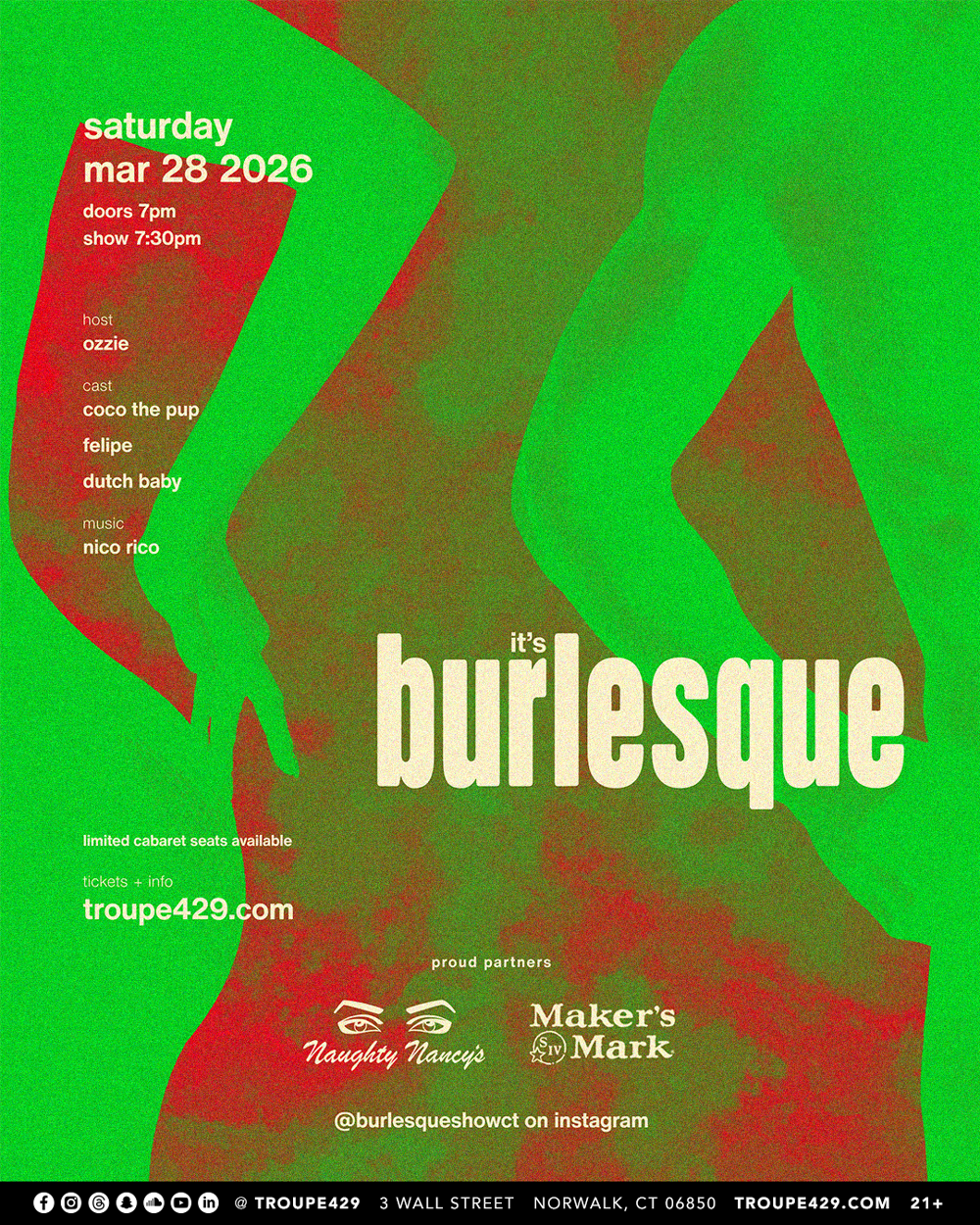 Campaign cover image for It's Burlesque MARCH show! at Troupe429 (SAT MARCH 28, 2026 // 7:30PM)