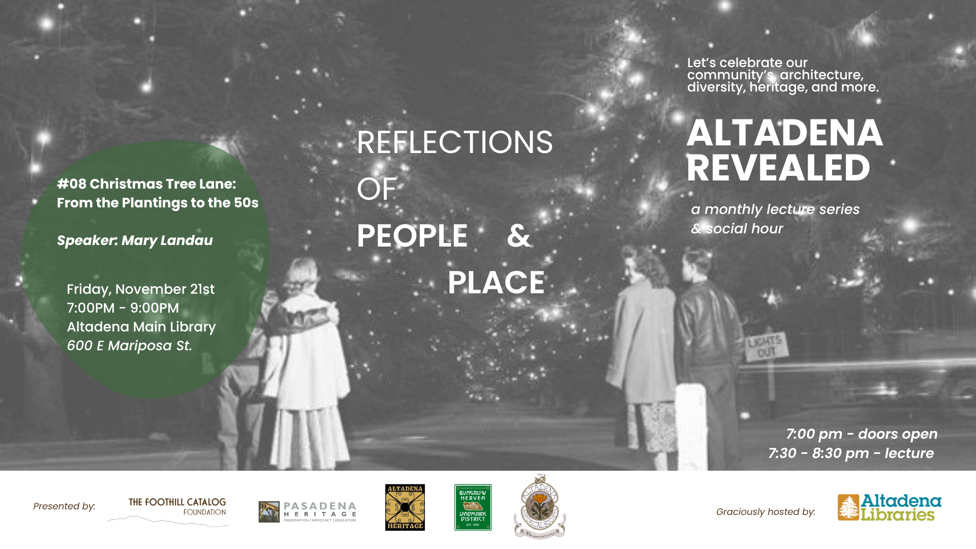 Campaign cover image for Altadena Revealed Lecture Series - Christmas Tree Lane: From the Plantings to the 50s