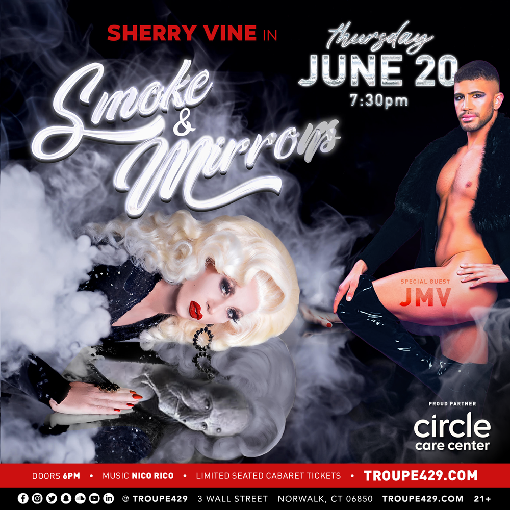 Campaign cover image for Legendary SHERRY VINE + JMV cabaret show only at Troupe429 (THUR JUNE 20, 2024 // 7:30PM)