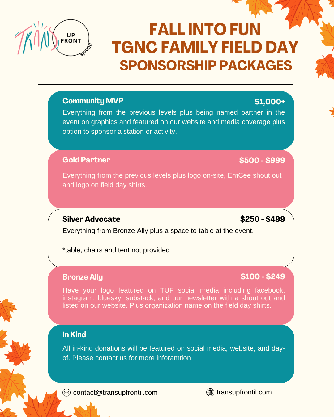 Campaign cover image for Sponsorships for Fall into Fun: TGNC Family Field Day