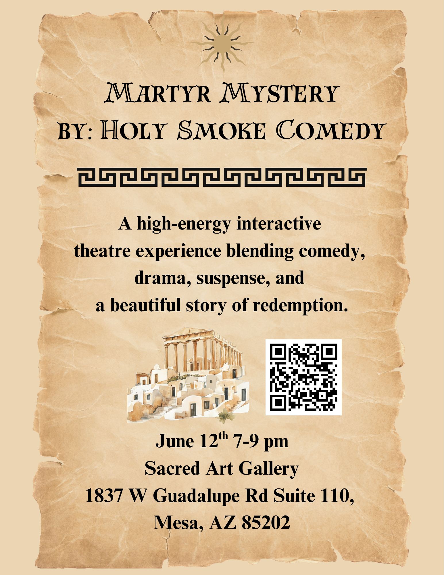 Campaign cover image for June 12 Martyr Mystery Interactive Theatre at Sacred Art Gallery