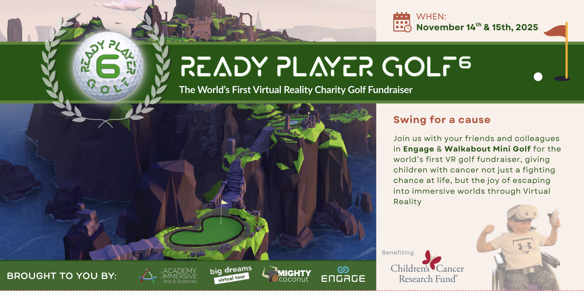 Campaign cover image for Ready Player Golf 6 - Where every player in VR makes a difference in reality