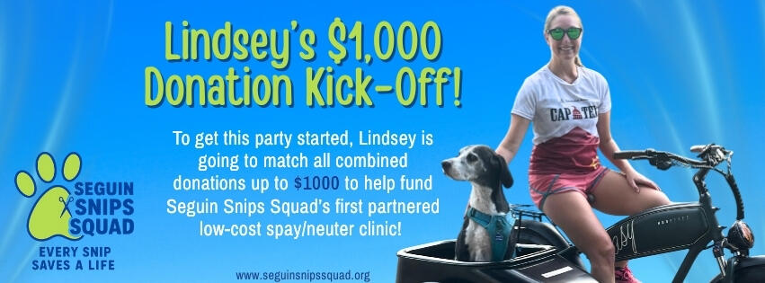 Campaign cover image for Lindsey's $1000 Donation Match!