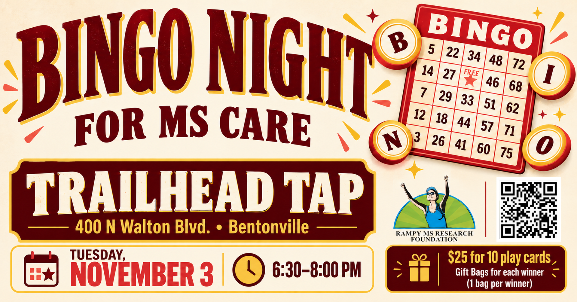 Campaign cover image for BINGO Night for MS Care - Trailhead Tap Edition