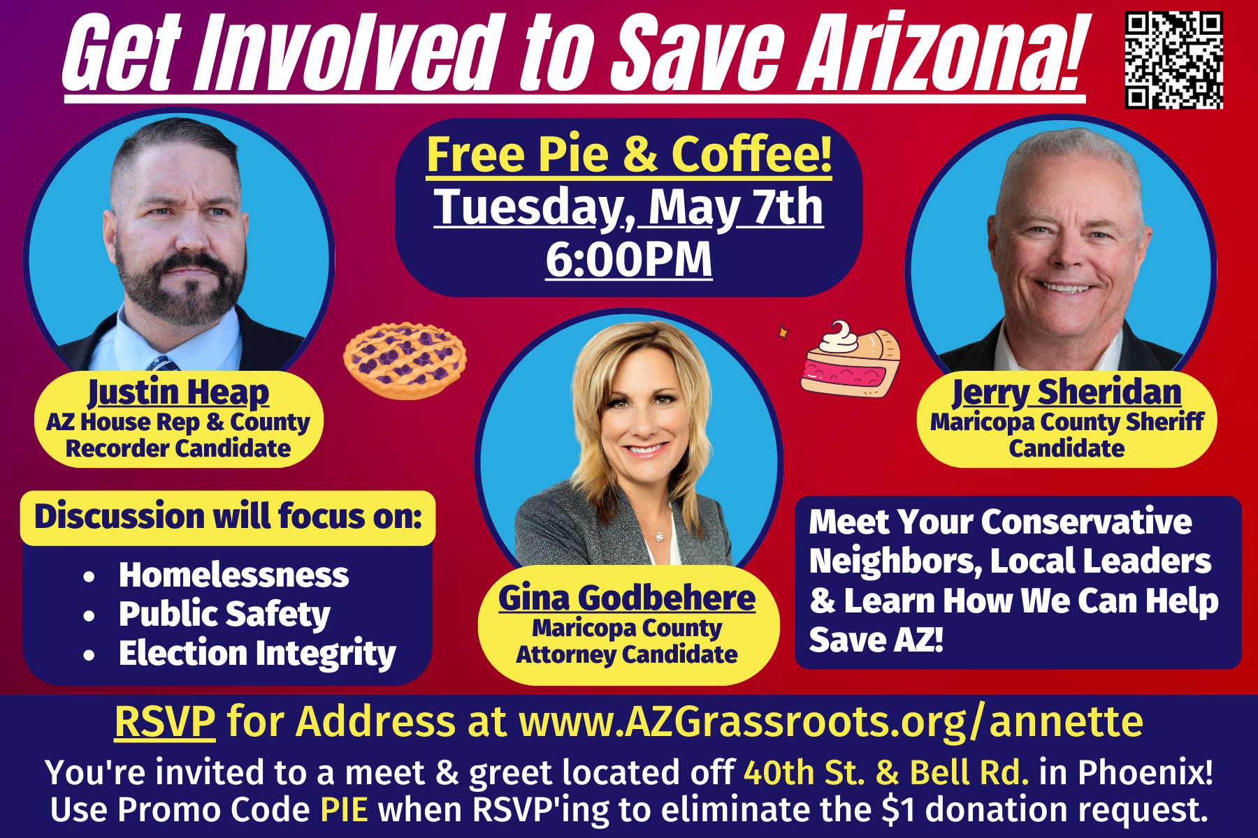 Campaign cover image for 5.7.24 Save AZ! With State House Rep. Justin Heap, County Sheriff Candidate Jerry Sheridan & County Attorney Candidate Gina Godbehere