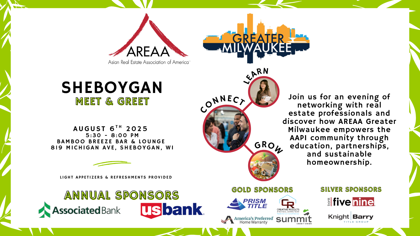 Campaign cover image for AREAA Greater Milwaukee Meet & Greet in Sheboygan