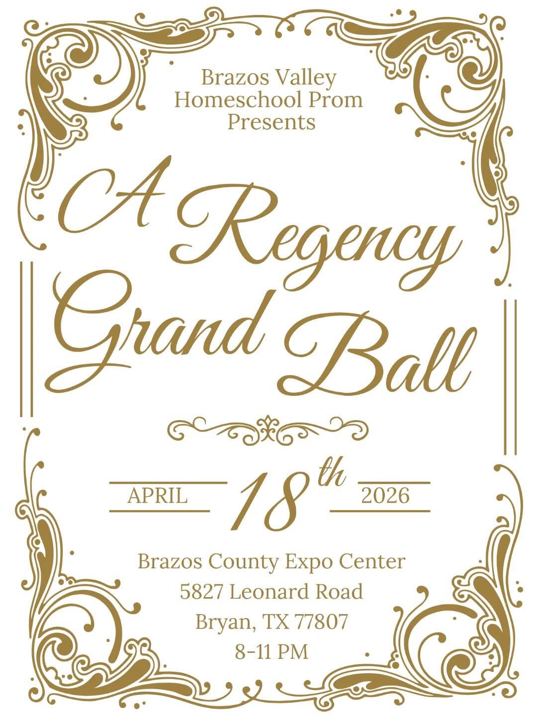 Campaign cover image for 2026 Brazos Valley Homeschool Prom: A Regency Grand Ball