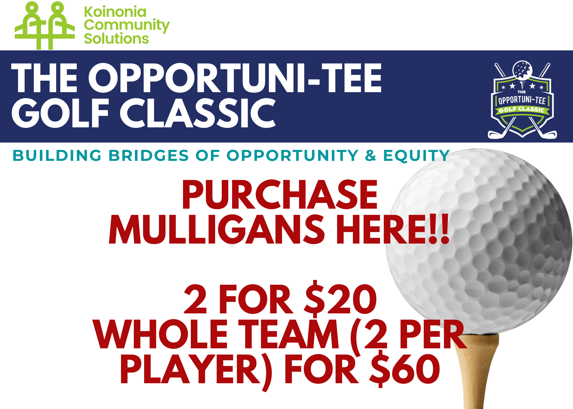 Campaign cover image for Mulligan Purchase - OpportuniTEE Golf Classic