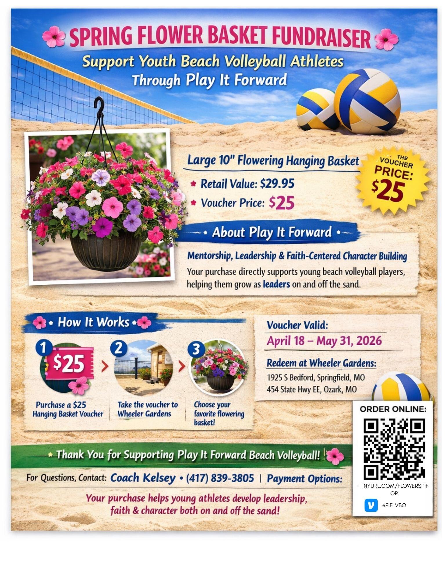 Campaign cover image for Play It Forward Spring Flower Baskets! Fundraiser Directly Supporting Players & Families of PIF