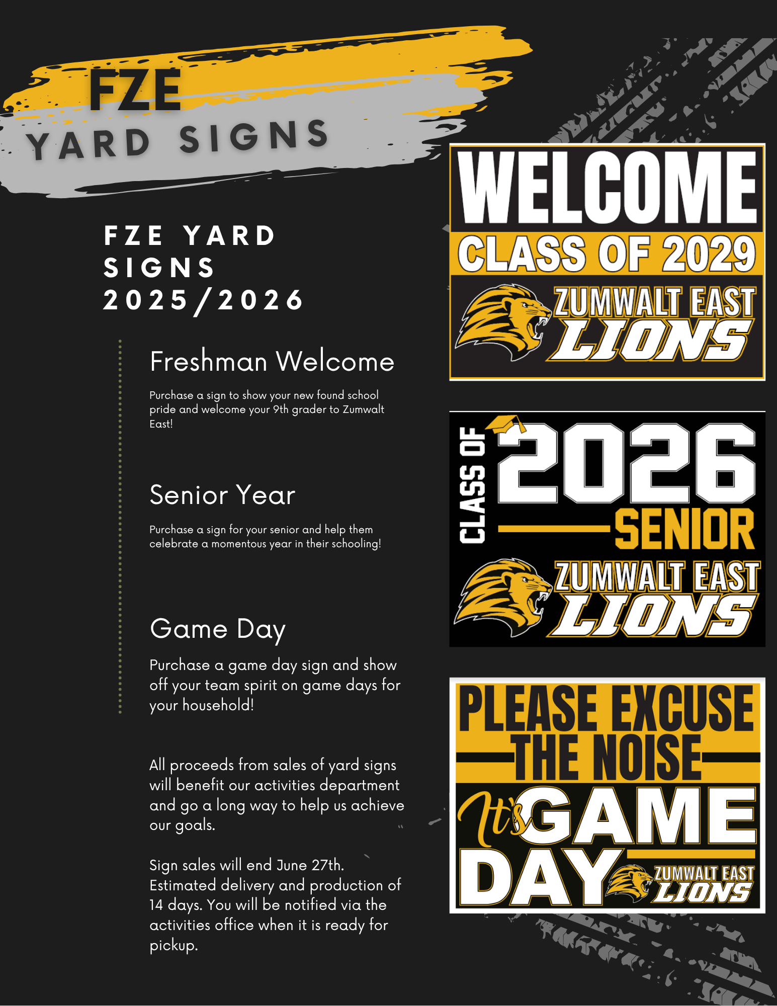 Campaign cover image for FZE Senior, Freshman, and Game Day Yard Signs