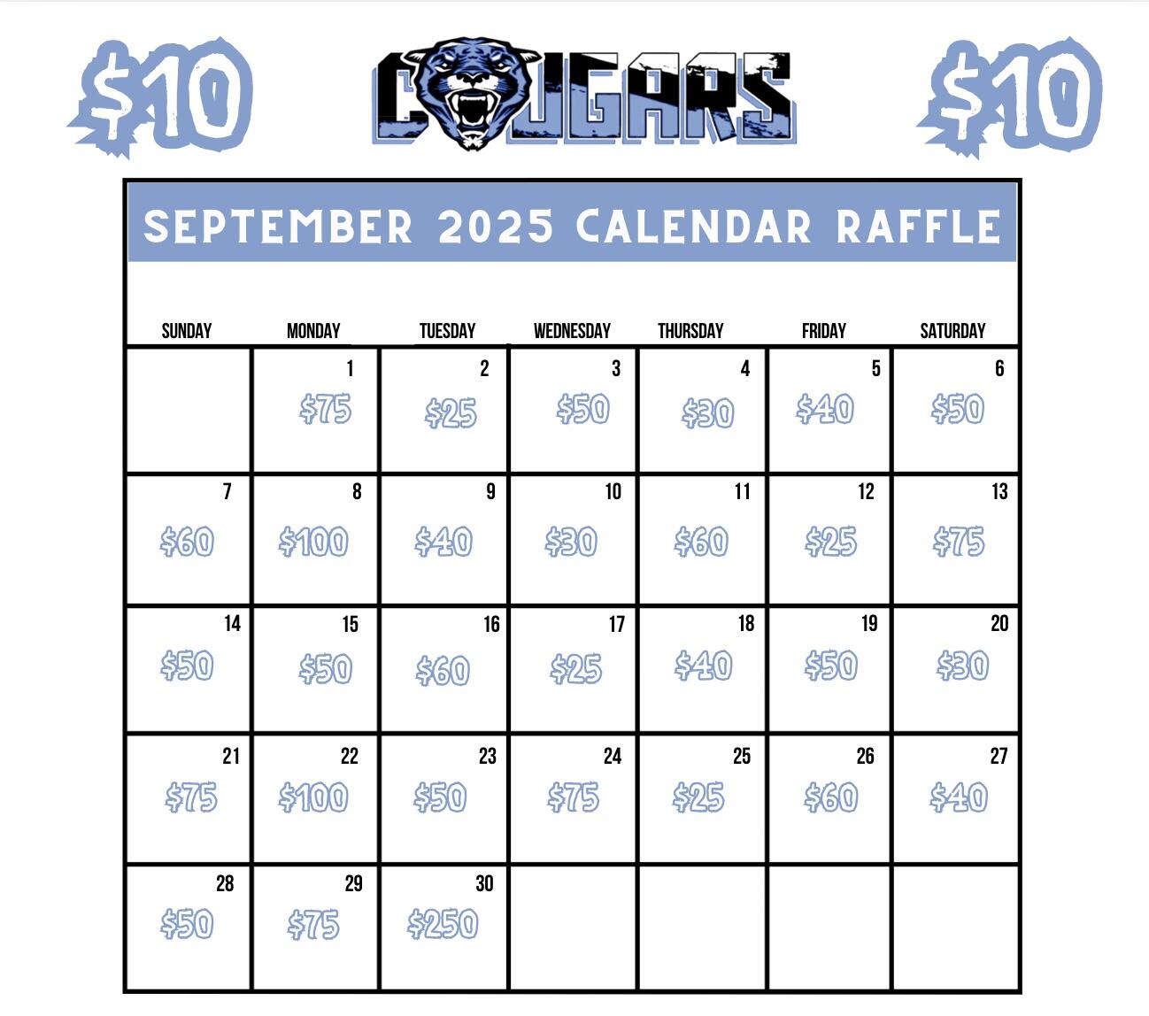 Campaign cover image for Nashua Cougars 2025 Football Calendar Fundraiser