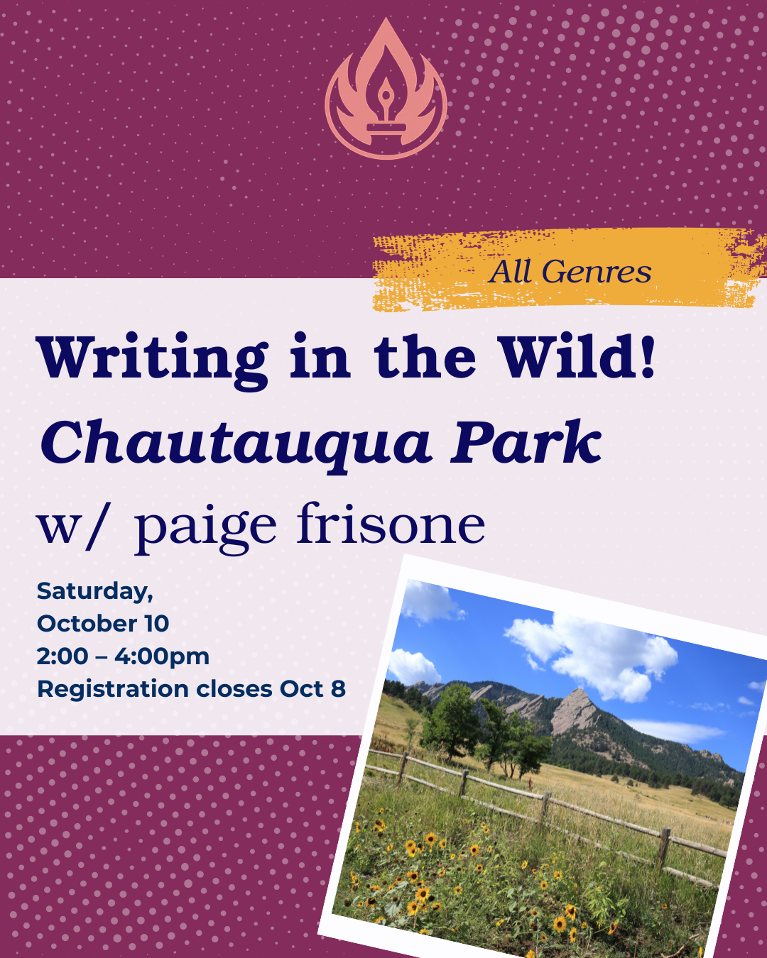 Campaign cover image for Writing in the Wild! Chautauqua Park