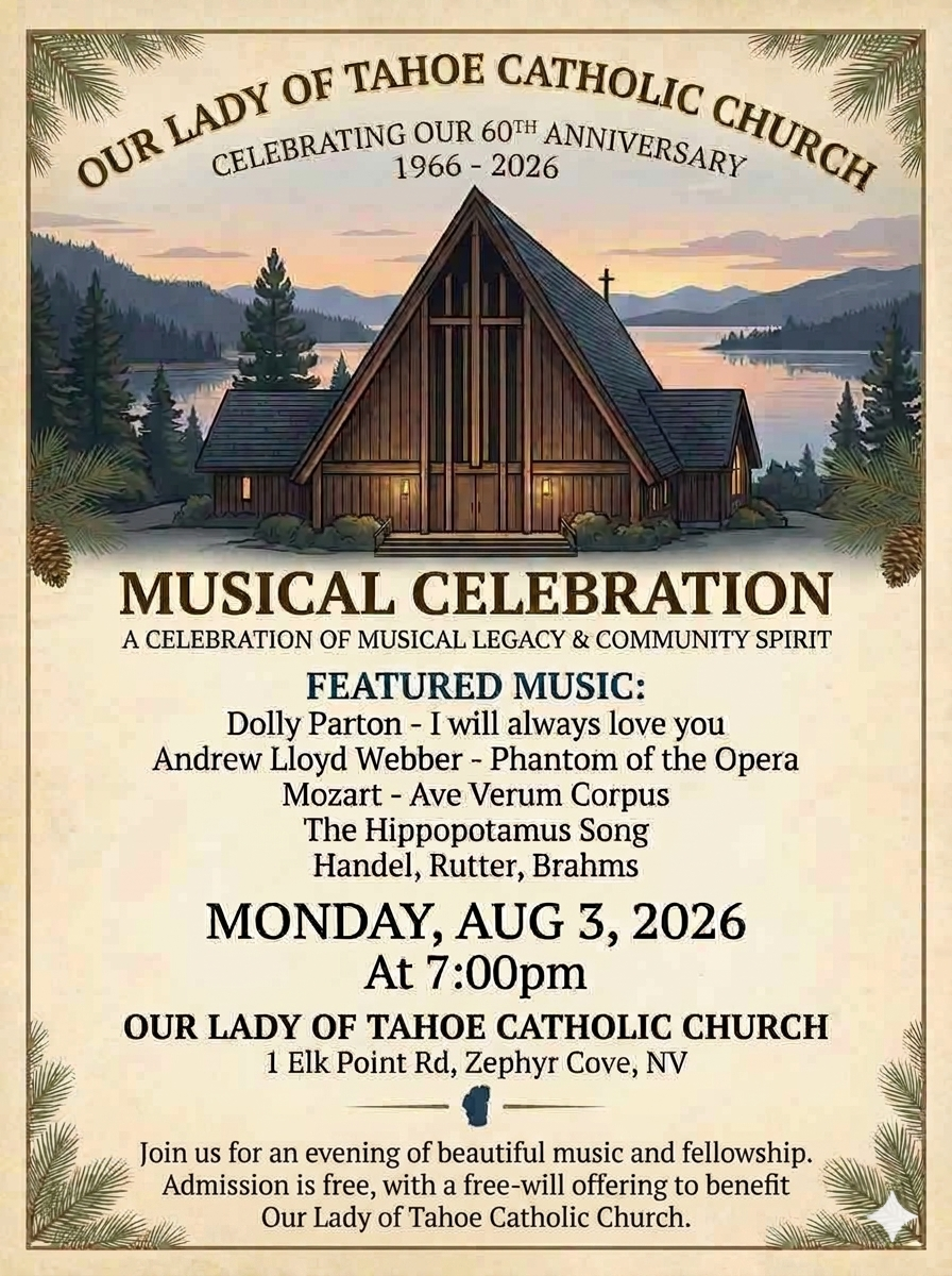 Campaign cover image for Our Lady of Tahoe 60th Anniversary Musical Celebration
