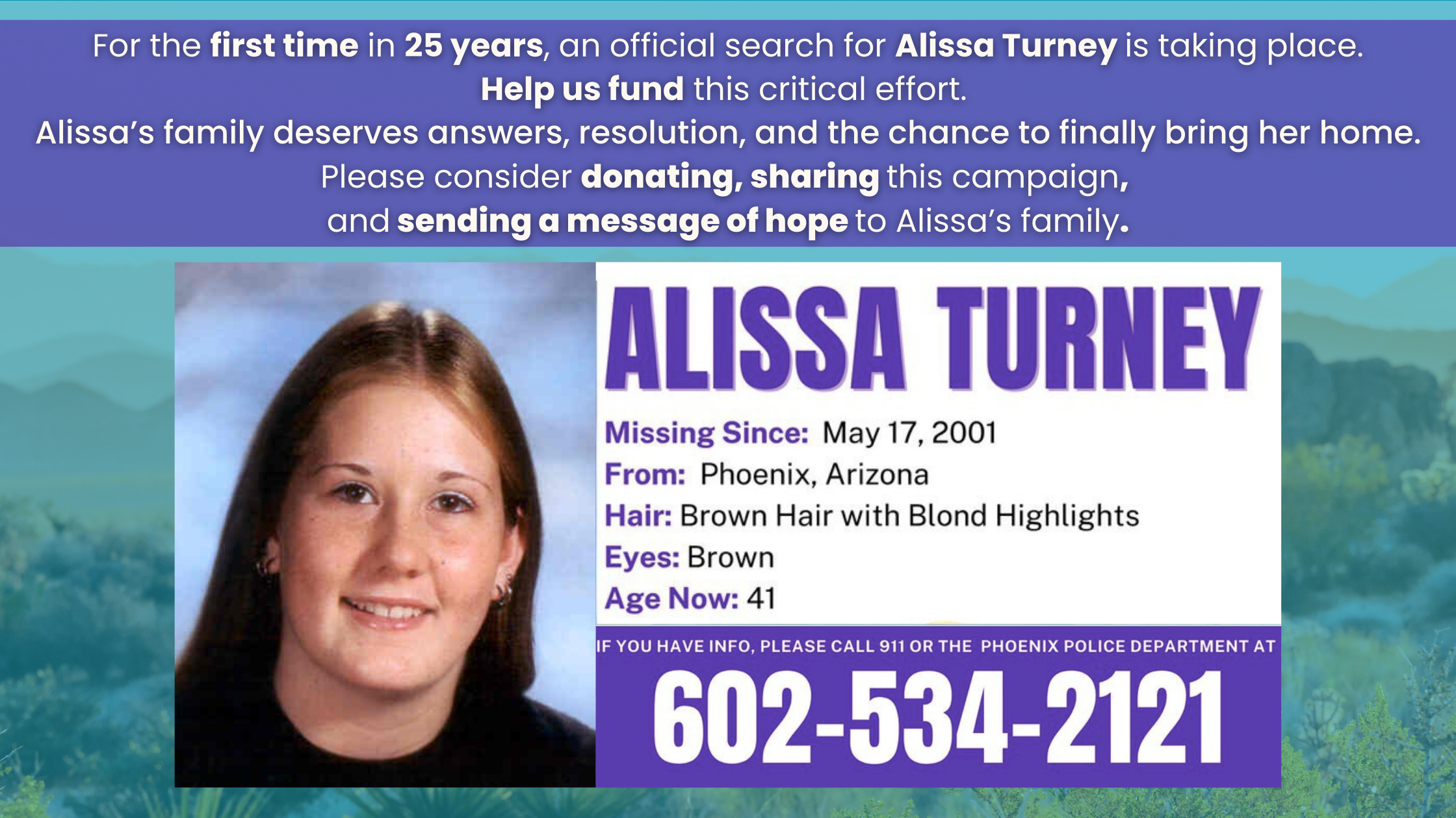 Campaign cover image for The Search for Alissa Turney
