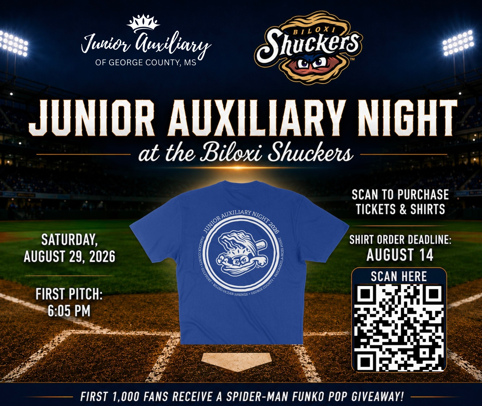 Campaign cover image for Biloxi Shuckers Junior Auxiliary Night