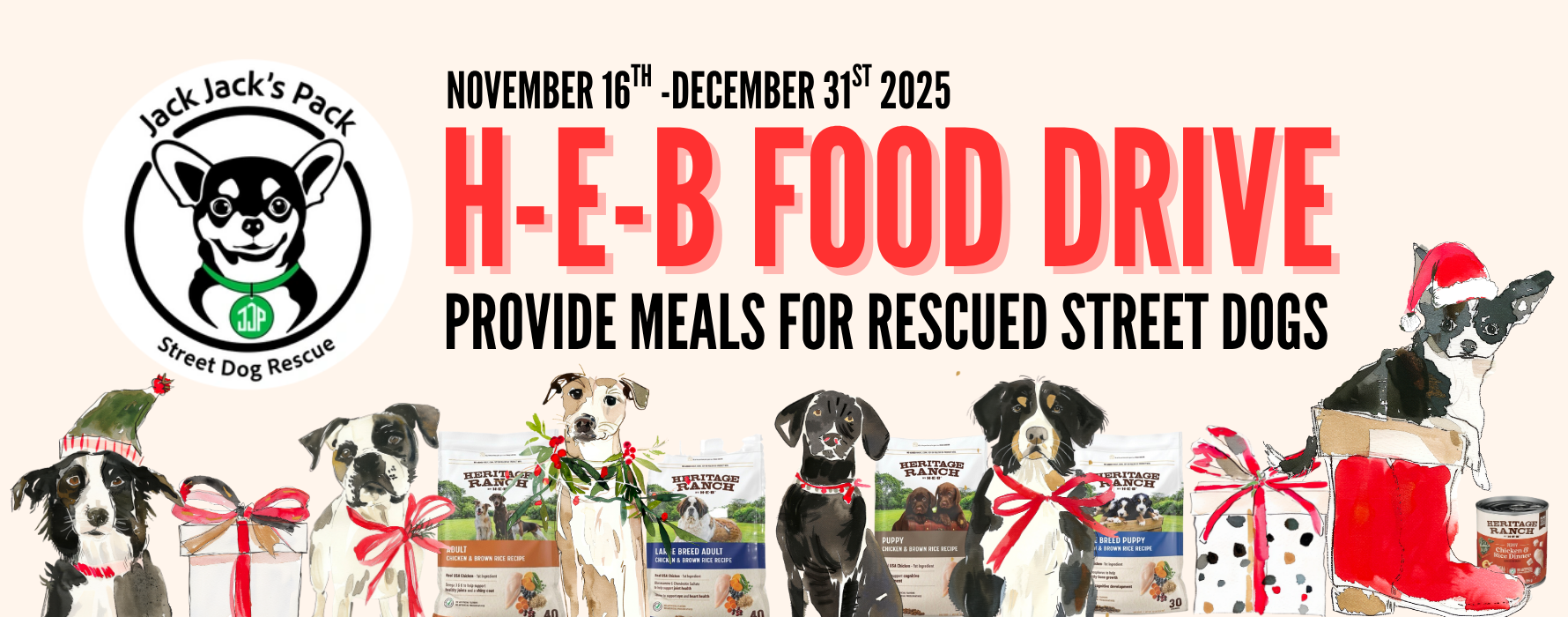 Campaign cover image for Howl-iday Food Drive: H-E-B Food Drive for Jack Jack's Pack