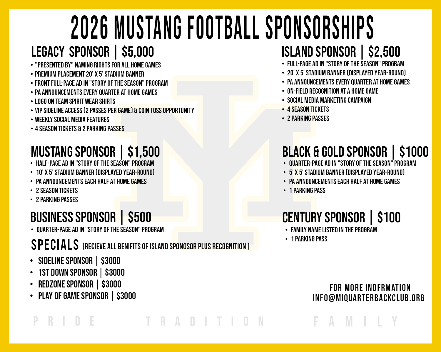 Campaign cover image for 2026 Merritt Island Mustang Sponsorships