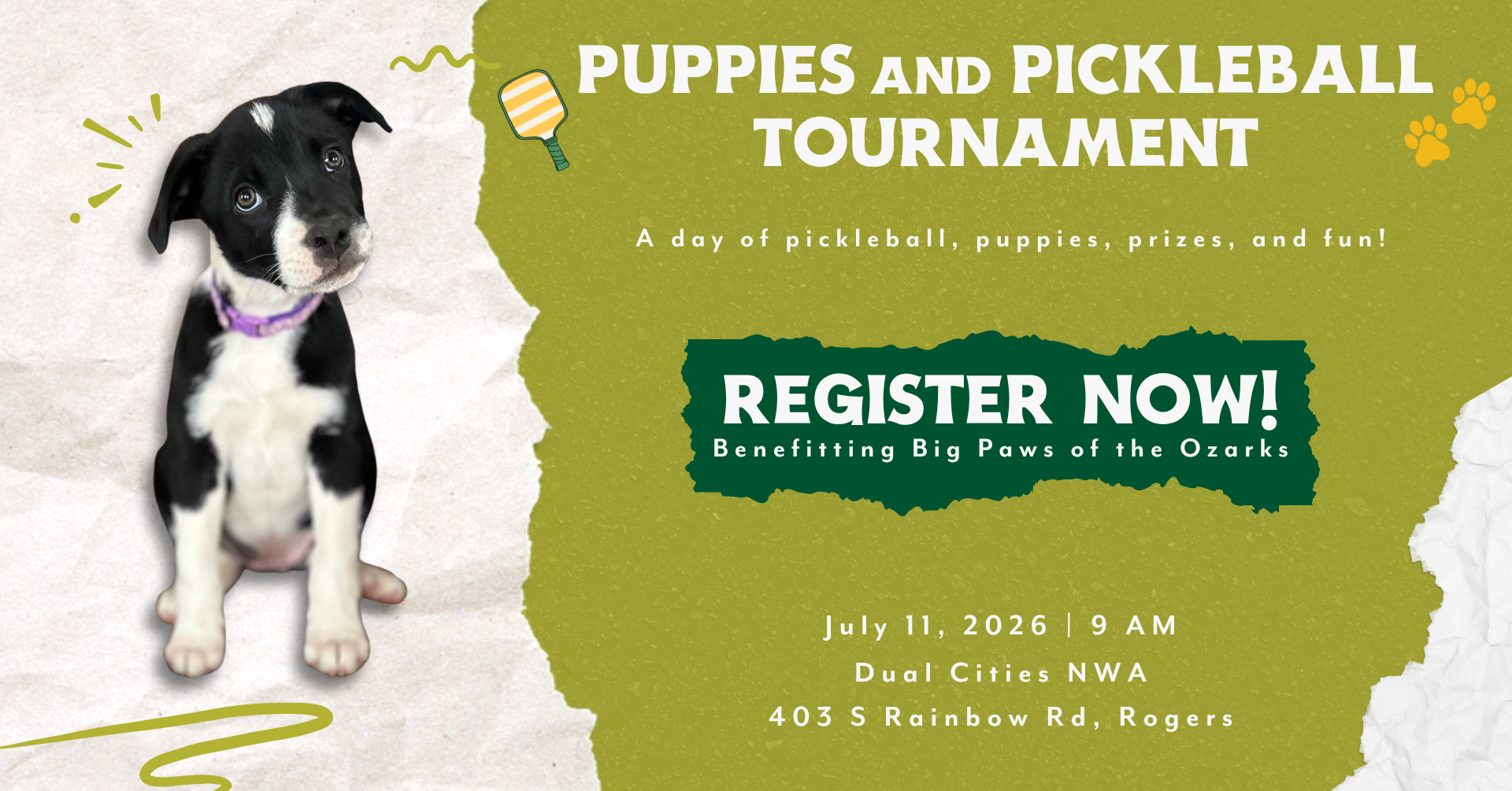 Campaign cover image for Puppies and Pickleball Tournament