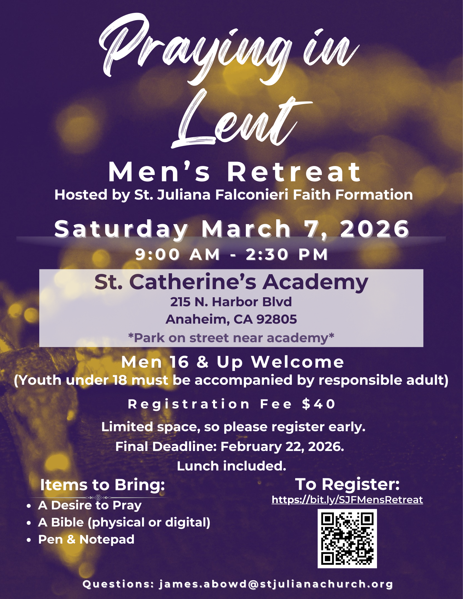 Campaign cover image for Paying In Lent Men's Retreat