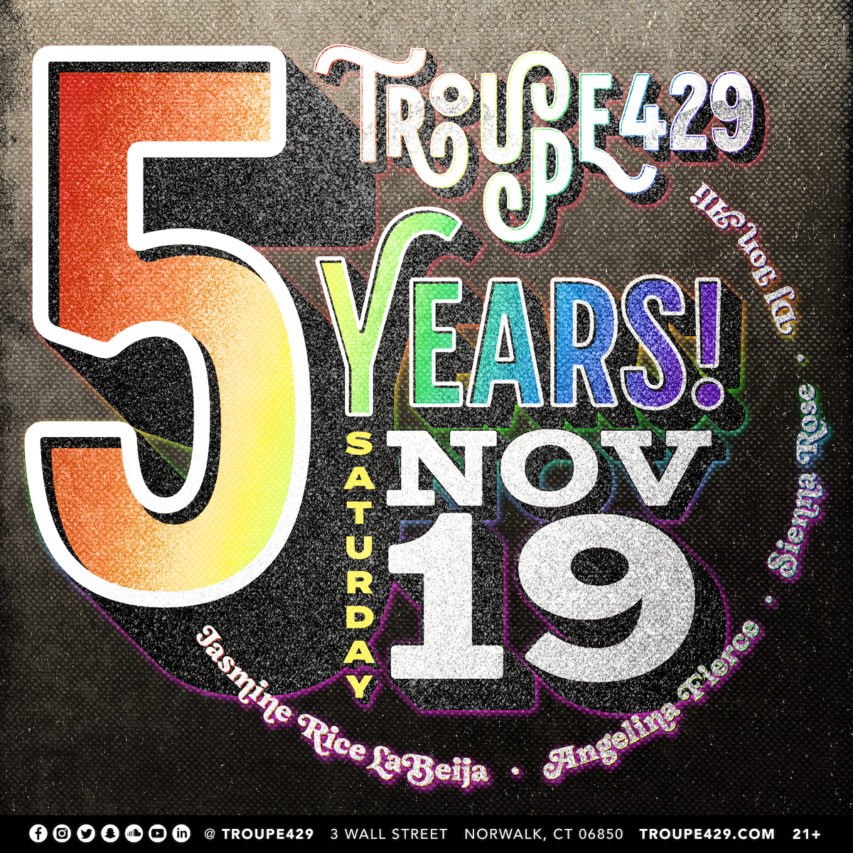 Campaign cover image for TICKETS TO: 5-Year Birthday at Troupe429! (SAT NOV 19, 2022)