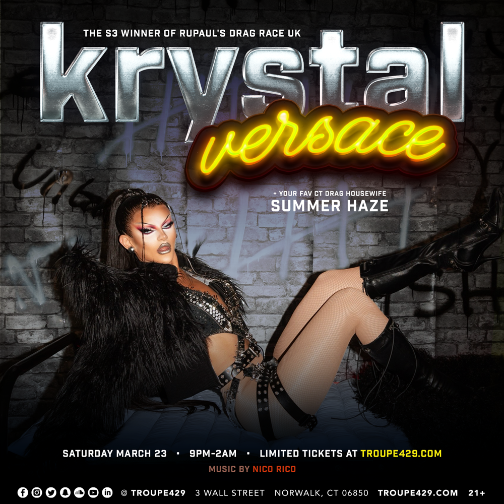 Campaign cover image for KRYSTAL VERSACE Drag Race UK Winner only at Troupe429 (SAT MARCH 23, 2024)