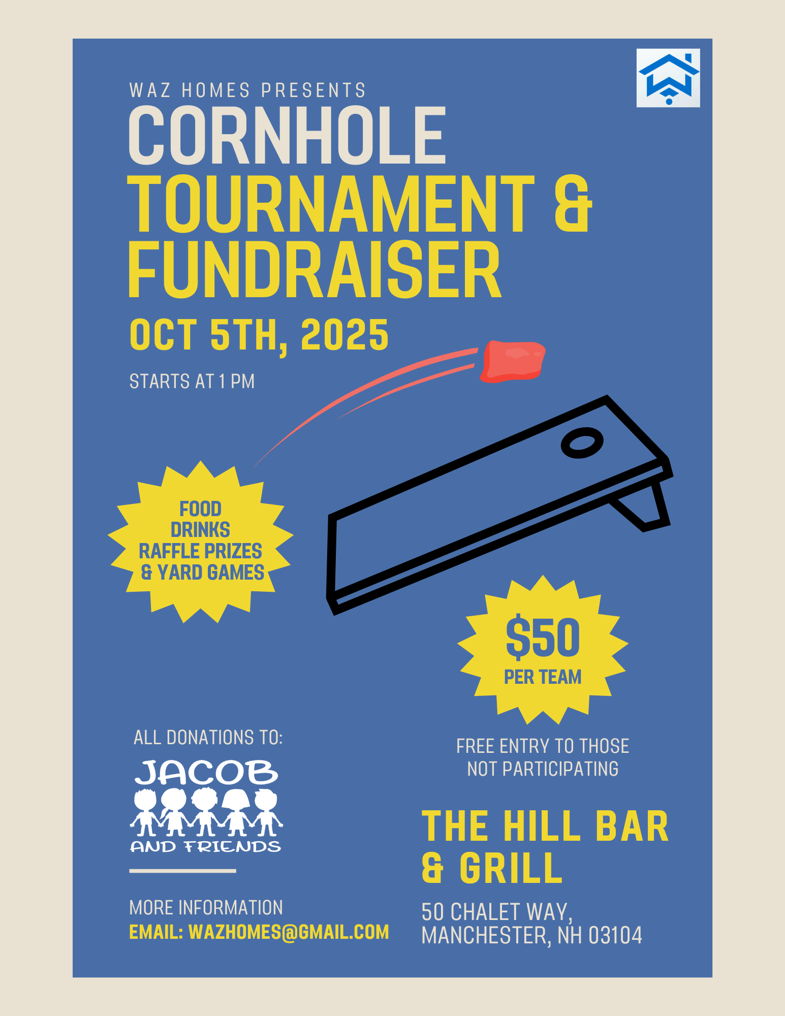 Campaign cover image for Waz Homes Cornhole Tournament