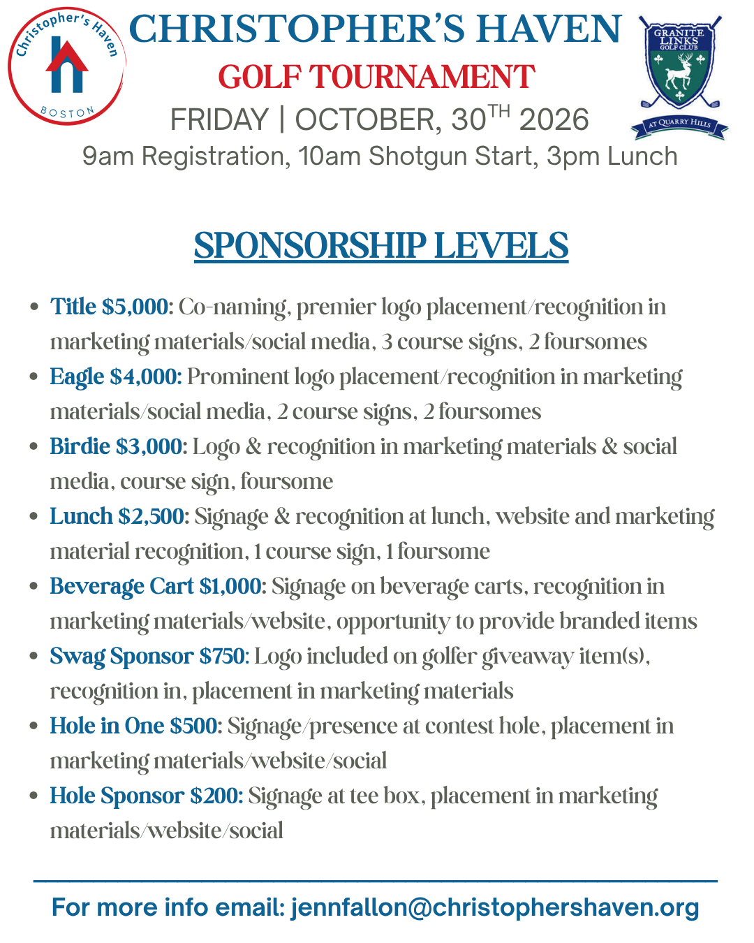 Campaign cover image for Golf Tournament at Granite Links 10/30/26