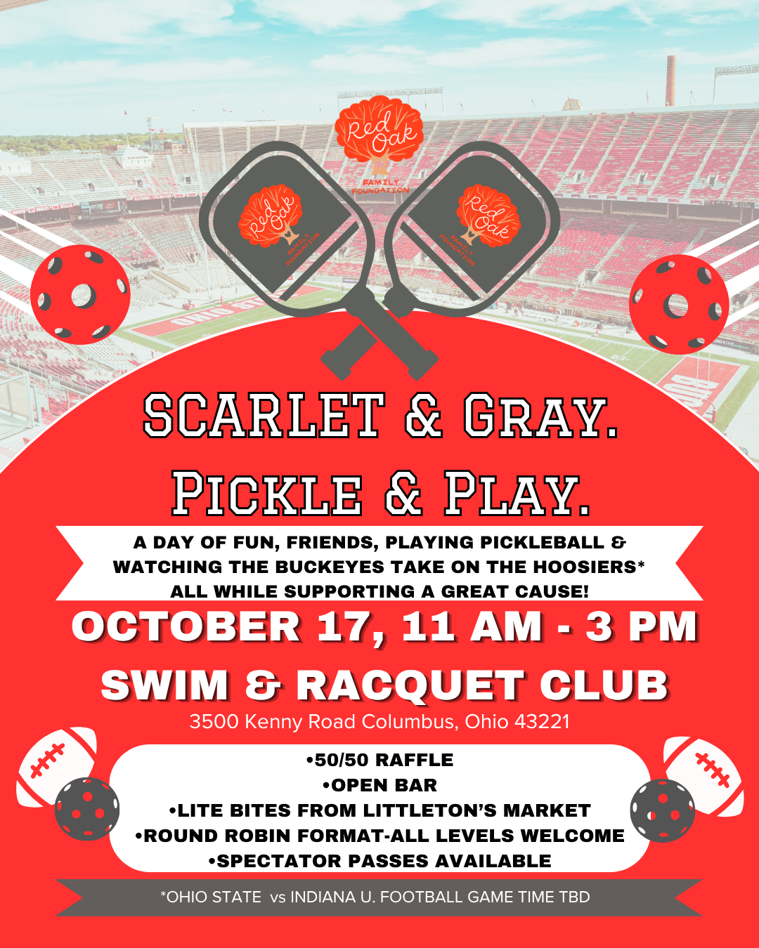 Campaign cover image for Scarlet & Gray. Pickle & Play. Red Oak Family Foundation Fall Pickleball Event