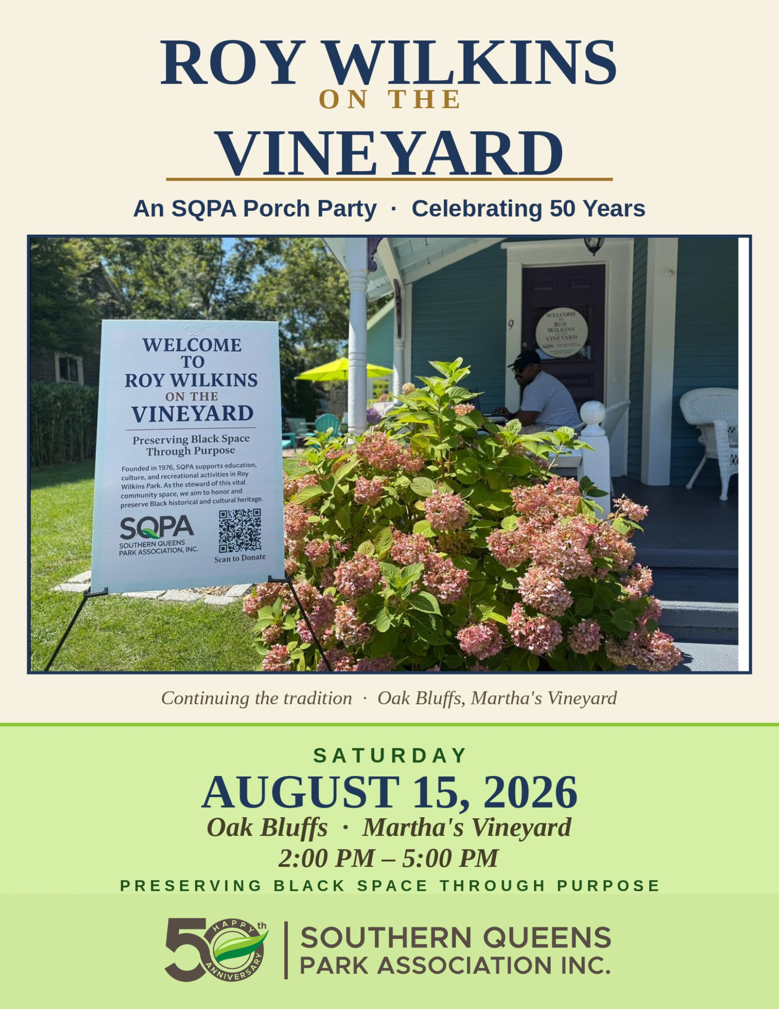 Campaign cover image for Roy Wilkins on the Vineyard: An SQPA Porch Party