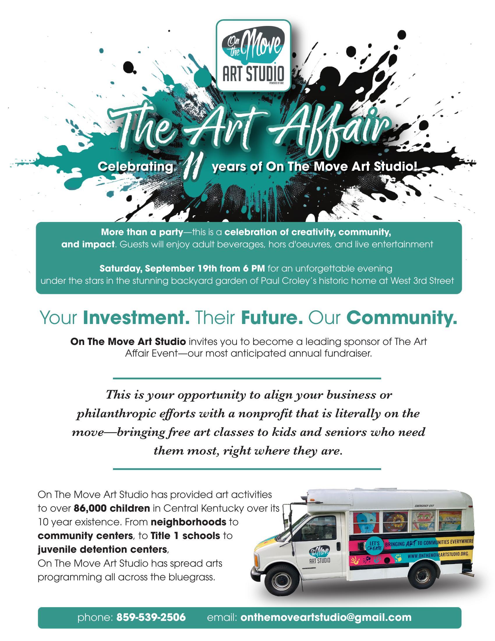 Campaign cover image for The 2nd Annual Art Affair benefiting On The Move Art Studio!