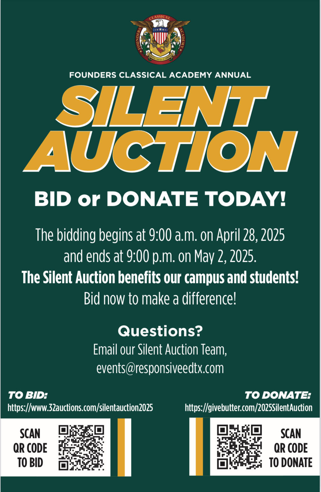 Campaign cover image for Founders Classical Academy of Lewisville Silent Auction Payment & Donation Page