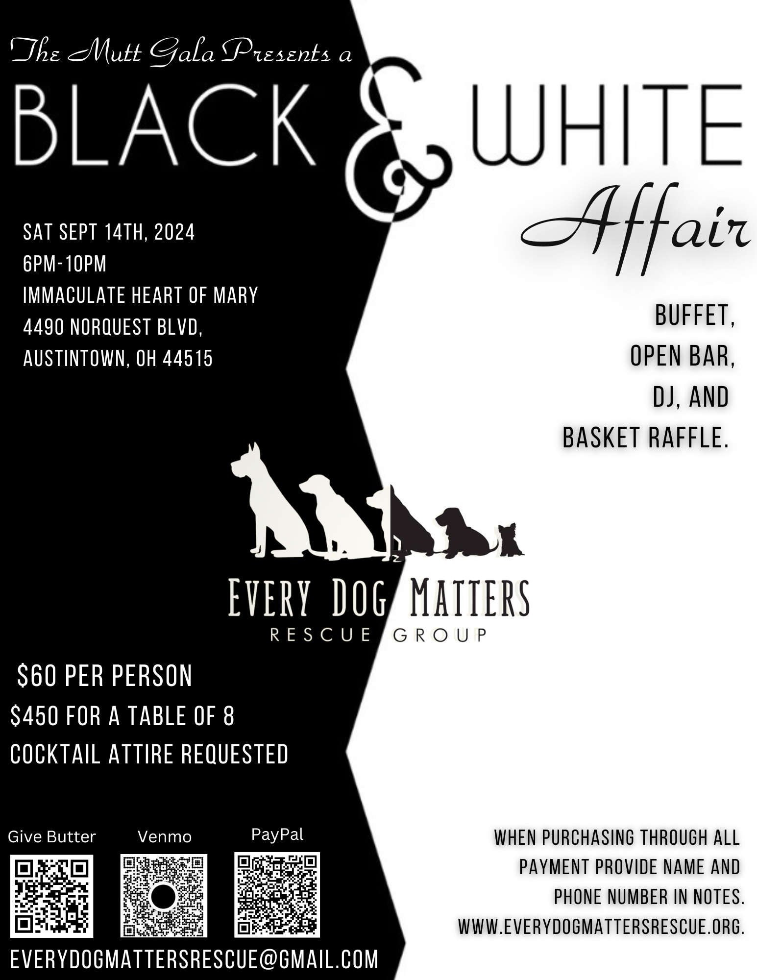 Campaign cover image for Mutt Gala Presents a Black & White Affair 2024