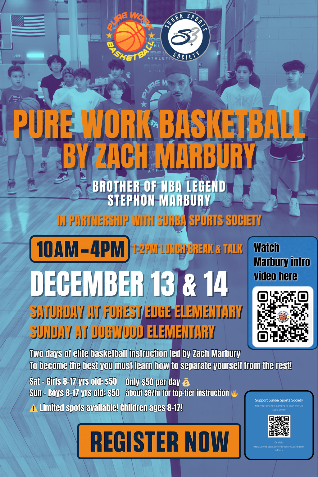 Campaign cover image for 🏀 PURE WORK x SUHBA SPORTS WINTER WEEKEND BASKETBALL CLINIC 🏀