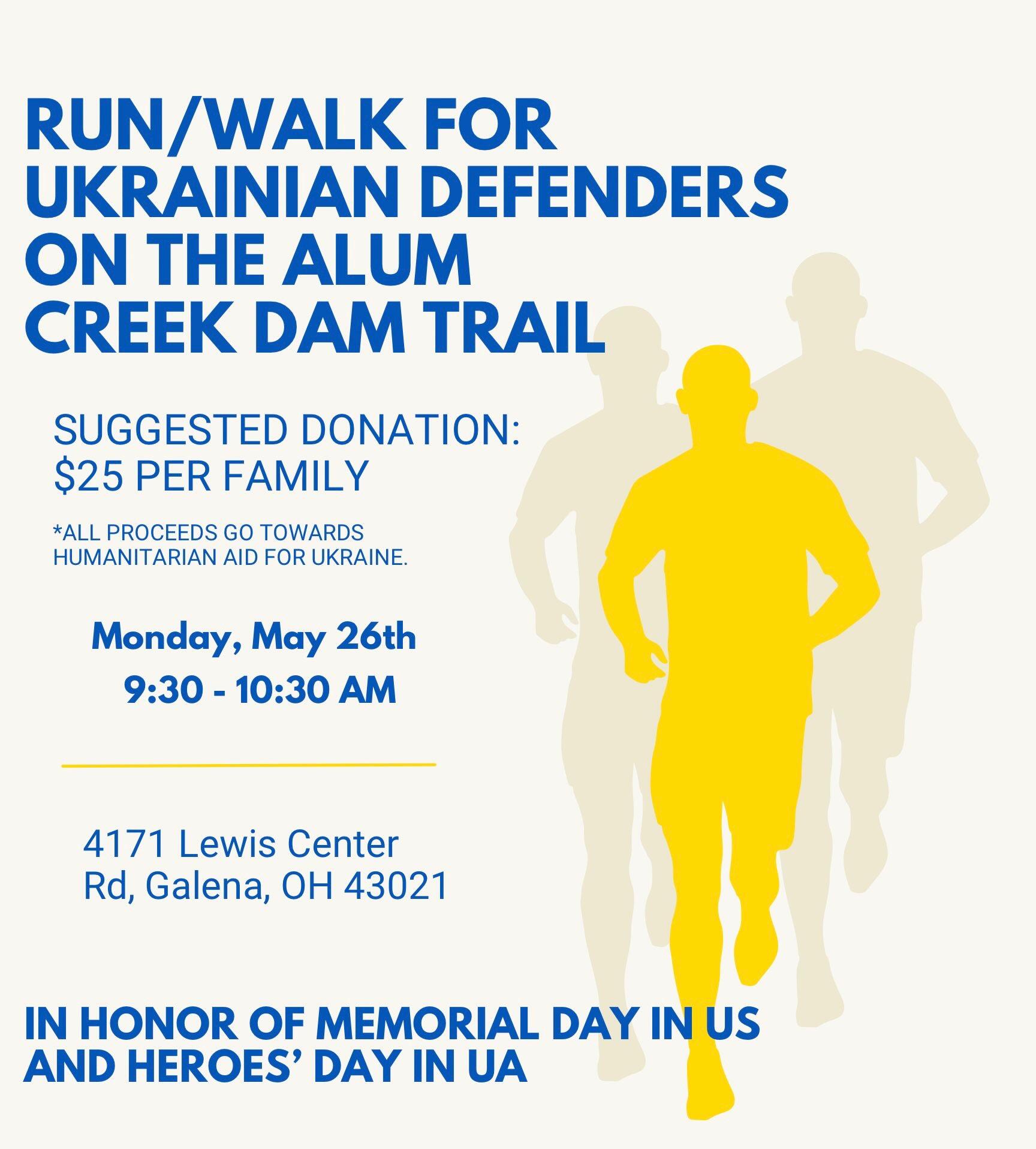 Campaign cover image for Run/Walk for Our Defenders on the Alum Creek Dam Trail