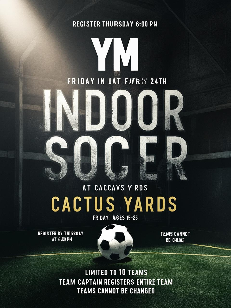 Campaign cover image for YM Indoor Soccer Tournament at Cactus Yards