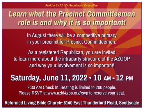 Campaign cover image for 6/11/22 Free Event - Explanation of the Precinct Committeeman Role