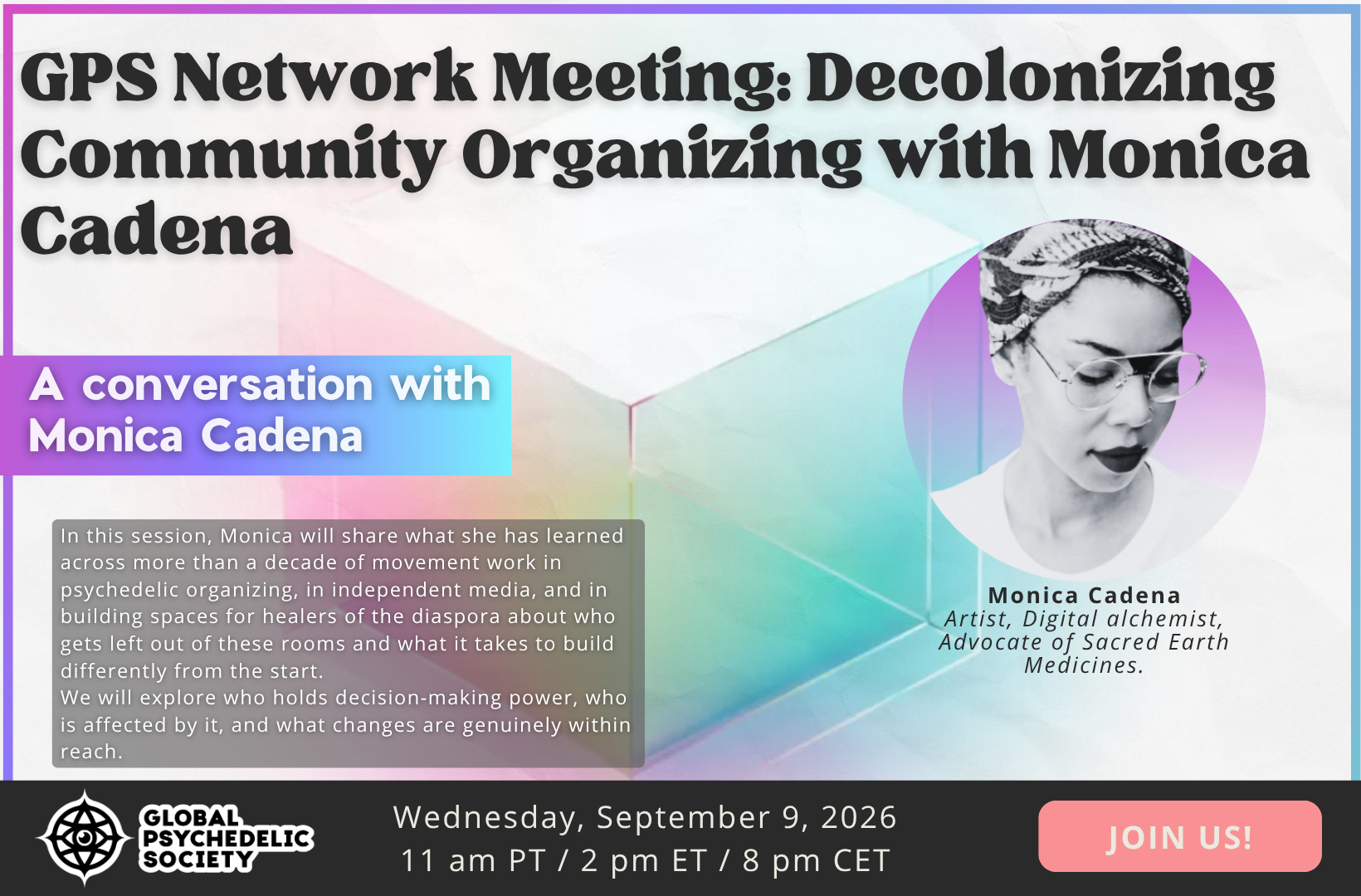 Campaign cover image for GPS Network Meeting: Decolonizing Community Organizing with Monica Cadena