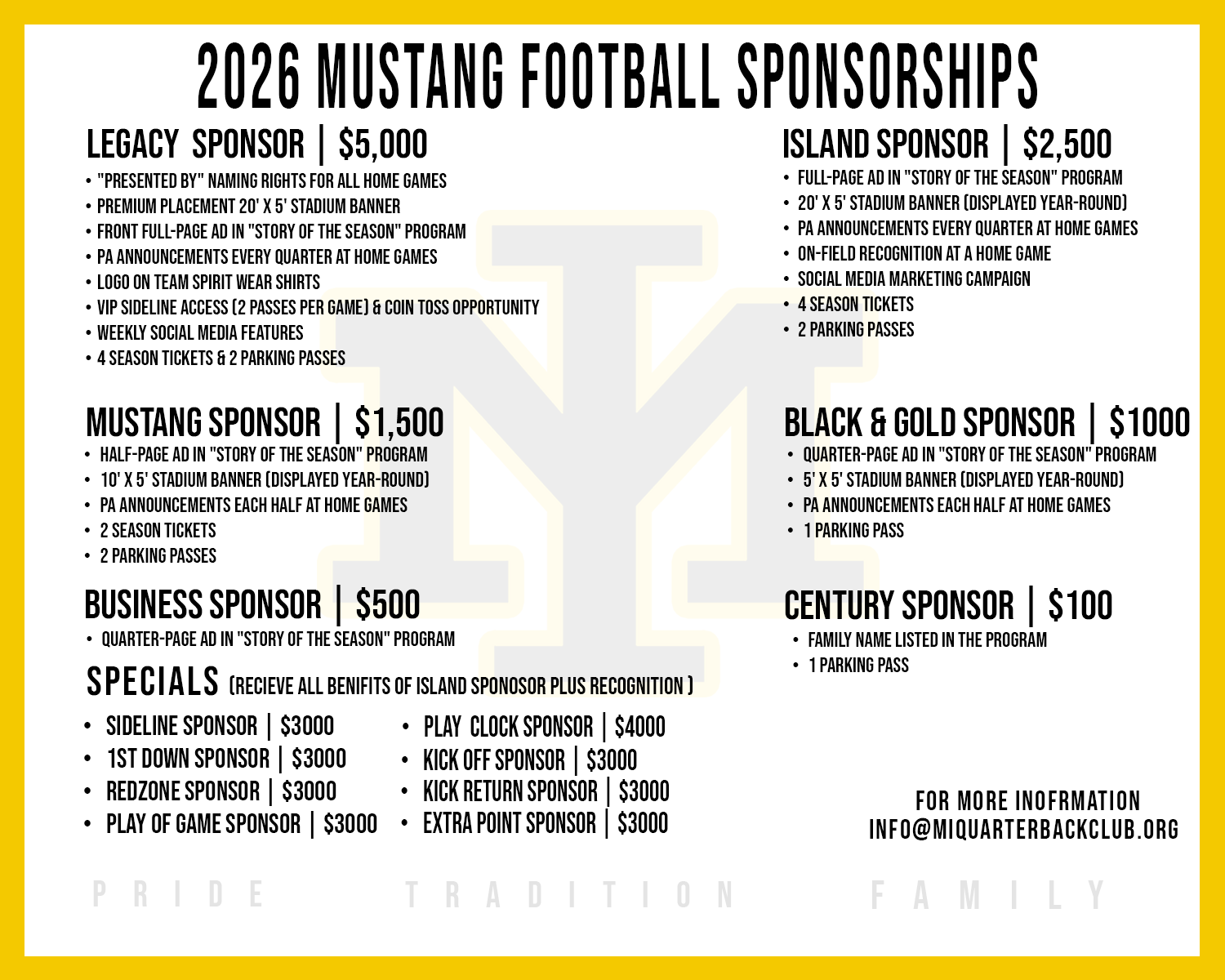 Campaign cover image for 2026 Merritt Island Mustang Sponsorships