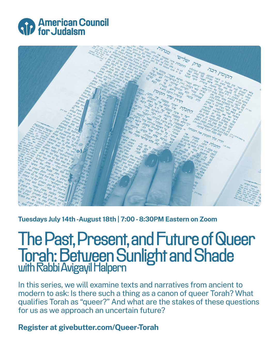 Campaign cover image for The Past, Present, and Future of Queer Torah: Between Sunlight and Shade