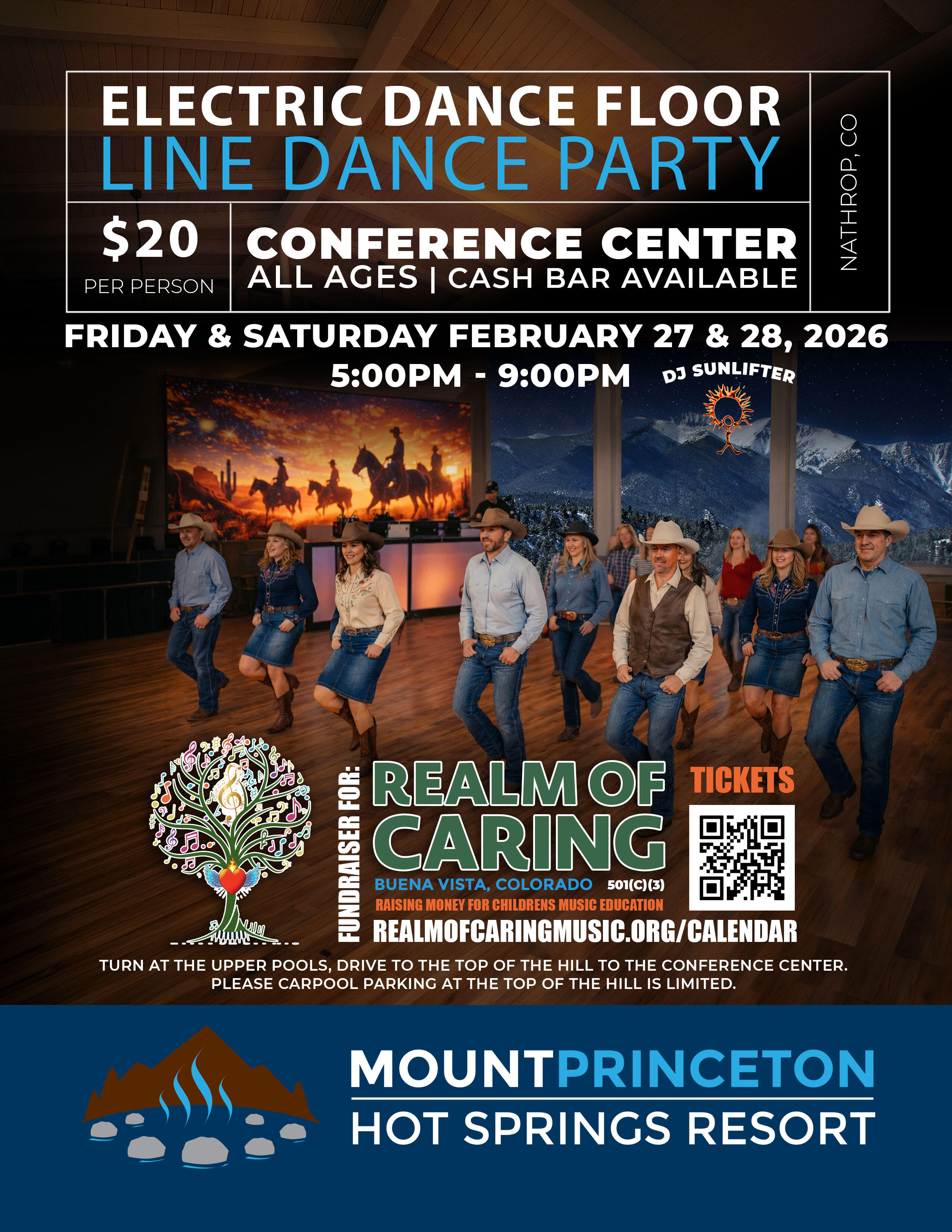Campaign cover image for February 27, 2026 Line Dance Party at Mount Princeton Hot Springs Resort | Conference Center