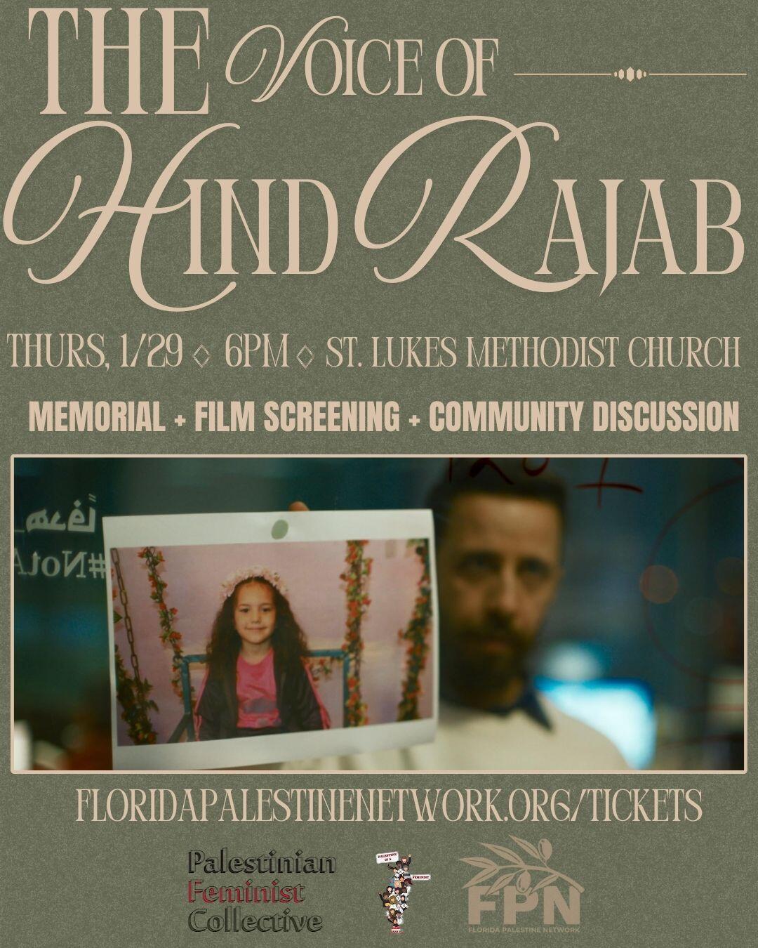 Campaign cover image for Palestine Film Night: The Voice of Hind Rajab